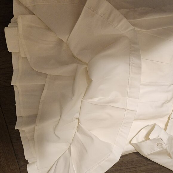 Avec Les Files Belted Cotton Blend Pleated Shirtdress NWT White Size 2 - Picture 9 of 13